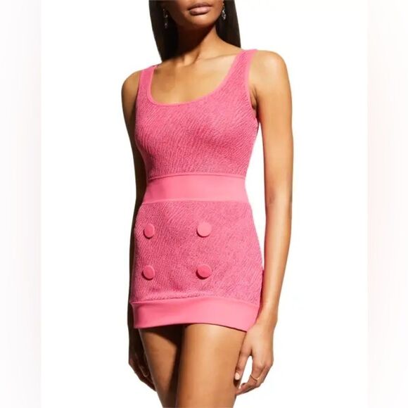 SHAN Swimwear Dahlia Textured Sleeveless Swim Mini Dress in Rose Pink $430 Sz 8 - Picture 4 of 16
